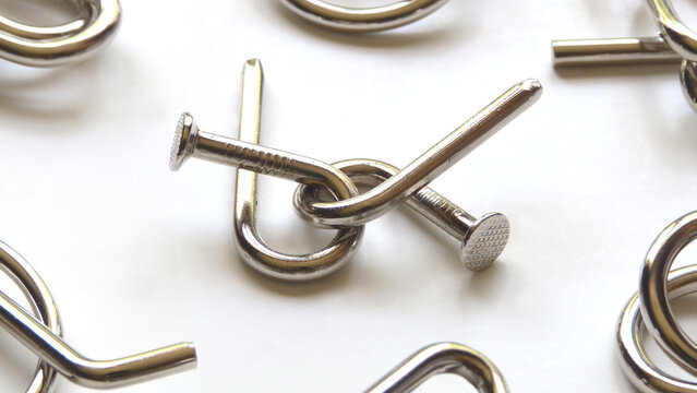 Close Up of Metal Brain Teasers | Metal Brain Puzzles