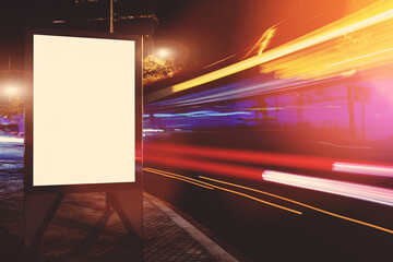 Empty electronic billboard with copy space for your text message or promotional content, public...