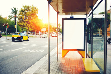 Blank billboard with copy space for your text message or promotional content, empty public...