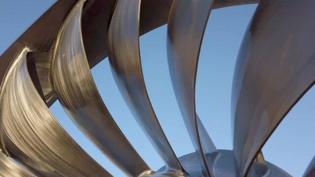 Hydro Francis tubine. Turbine blades in sunset