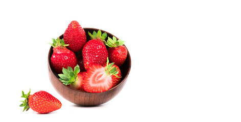 strawberries in a plate on a white background