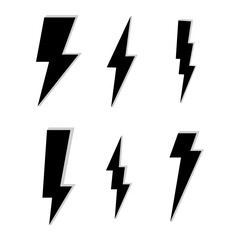 Lightning vector set isolated from background. Simple icon storm or thunder and lightning strike isolated from the background.
