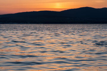 Sunset over the sea. Sunset at sea. Sea Waves. Ocean waves. Black Sea, Gelendzhik.