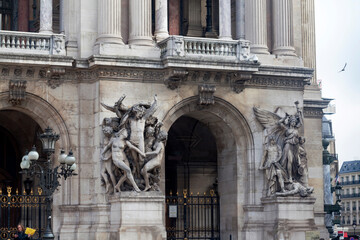Sculpture groups on the facade of the Opera Garnier
