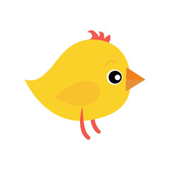 Spring chicken. Yellow bird, cartoon animal, chick. Animals concept. illustration can be used for topics like Easter, spring holidays, country