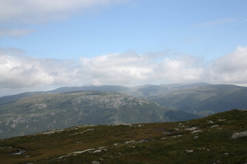 Norwegian landscape with mountains near Bergen town