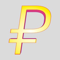 Obraz premium Ruble symbol sign isolated rouble Russian ruble 3d render