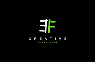 EF Letter Dots Brush Grunge Logo Design