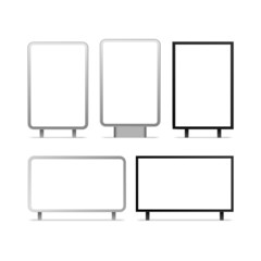 Blank vertical and horizontal billboards and outdoor advertisement templates isolated.