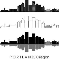 PORTLAND City Oregon Skyline Silhouette Cityscape Vector