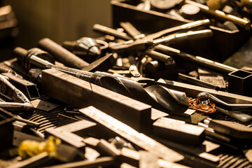 workbench with drill bit