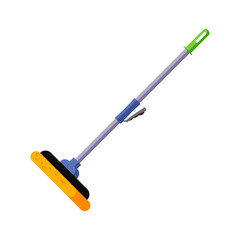 Mop for cleaning window. Brush, sponge, handle. Cleaning concept. illustration can be used for topics like household, housekeeping, maintenance