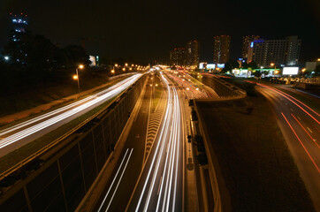 Fototapeta na wymiar Katowice city at night highway in Katowice Poland