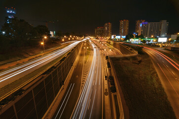Katowice city at night highway in Katowice Poland