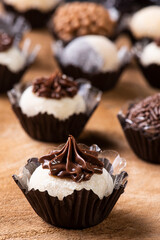 Brigadeiro. Typical Brazilian sweet. Many types of brigadiers together