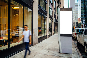 Clear empty billboard with copy space area for advertising text message or content, public...
