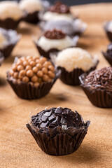Brigadeiro. Typical Brazilian sweet. Many types of brigadiers together