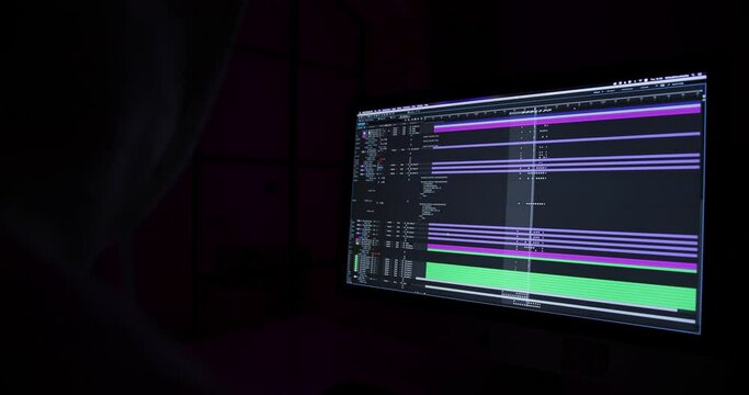 development of effects on the computer in the after effect program. newest computer technologies.