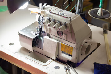 a industrial sewing equipment with many threads