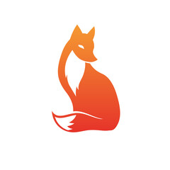 Vector isolated orange fox icon. Creative logo concept