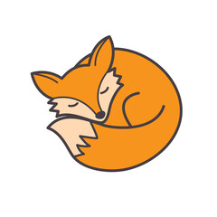 Vector isolated orange fox icon. Creative logo concept