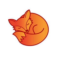 Vector isolated orange fox icon. Creative logo concept