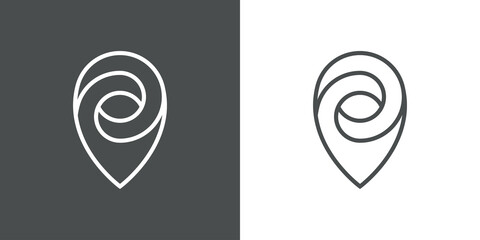 Concepto apuntar posición. Icono plano lineal puntero en perspectiva imposible en fondo gris y fondo blanco