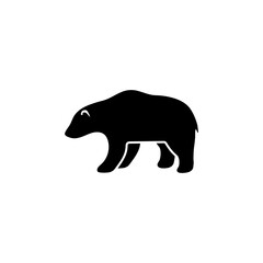 Grizzly or Polar Bear, Kodiak Silhouette. Flat Vector Icon illustration. Simple black symbol on white background. Grizzly or Polar Bear, Kodiak sign design template for web and mobile UI element.