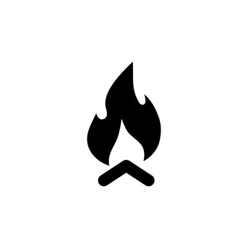 Wooden Camp Fire, Bonfire, Campfire. Flat Vector Icon illustration. Simple black symbol on white background. Wooden Camp Fire, Bonfire, Campfire sign design template for web and mobile UI element.