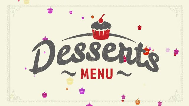 original treat menu identity mark concept with vintage cupcake illustration over youthful handwriting over cream scene