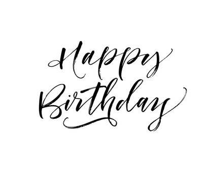 Happy Birthday card. Hand drawn brush style modern calligraphy. Vector illustration of handwritten lettering. 