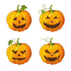 Halloween set of isolated pumpkins. Vector illustration