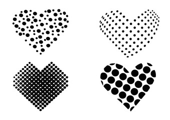 Variedad de corazones formados por puntos de relleno.