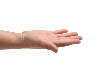 Male hand isolated on white
