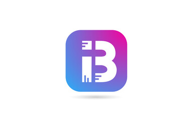 Obraz premium square B alphabet letter logo for company and business. Pink blue colour template for corporate identity