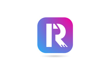 square R alphabet letter logo for company and business. Pink blue colour template for corporate identity