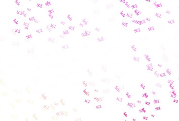 Light Pink, Yellow vector pattern with 30, 50, 90 percentage signs.