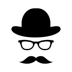Glass, hat, mustache vector silhouette for Happy fathers day.
