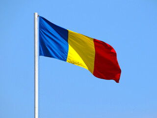 Romanian flag on the flagpole