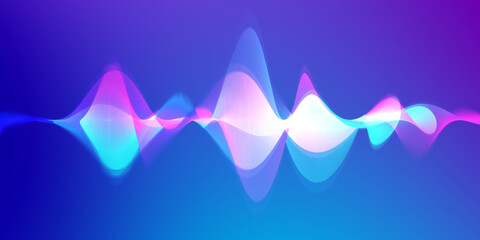 Speaking sound wave lines illustration.Colorful gradient motion abstract background.