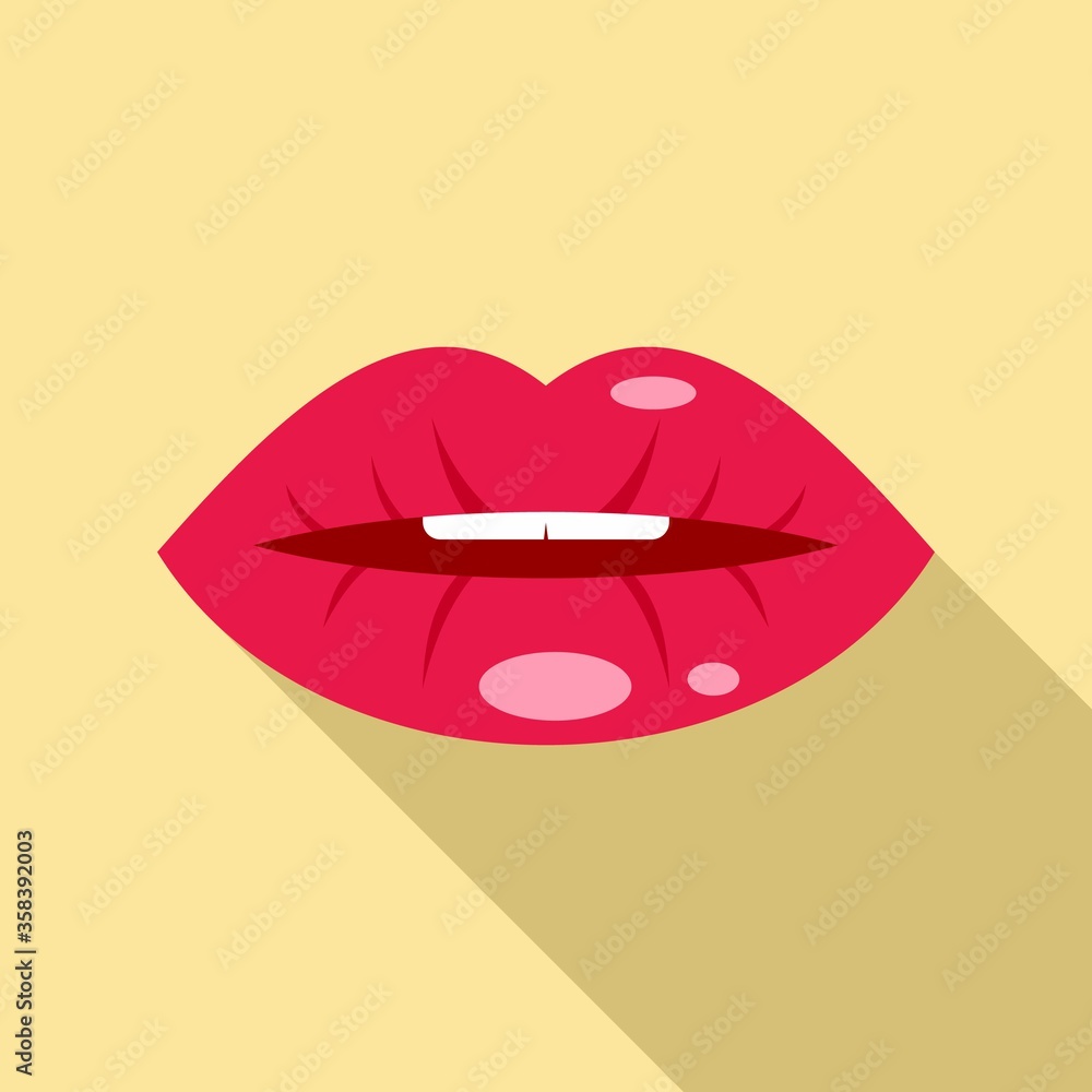 Poster Teeth lips kiss icon. Flat illustration of teeth lips kiss vector icon for web design