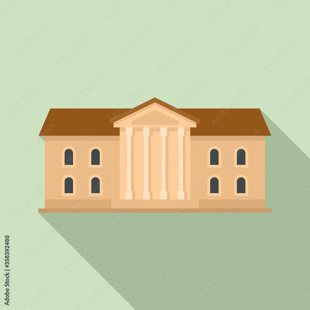 Poster institute building icon. flat illustration of institute building vector icon for web design