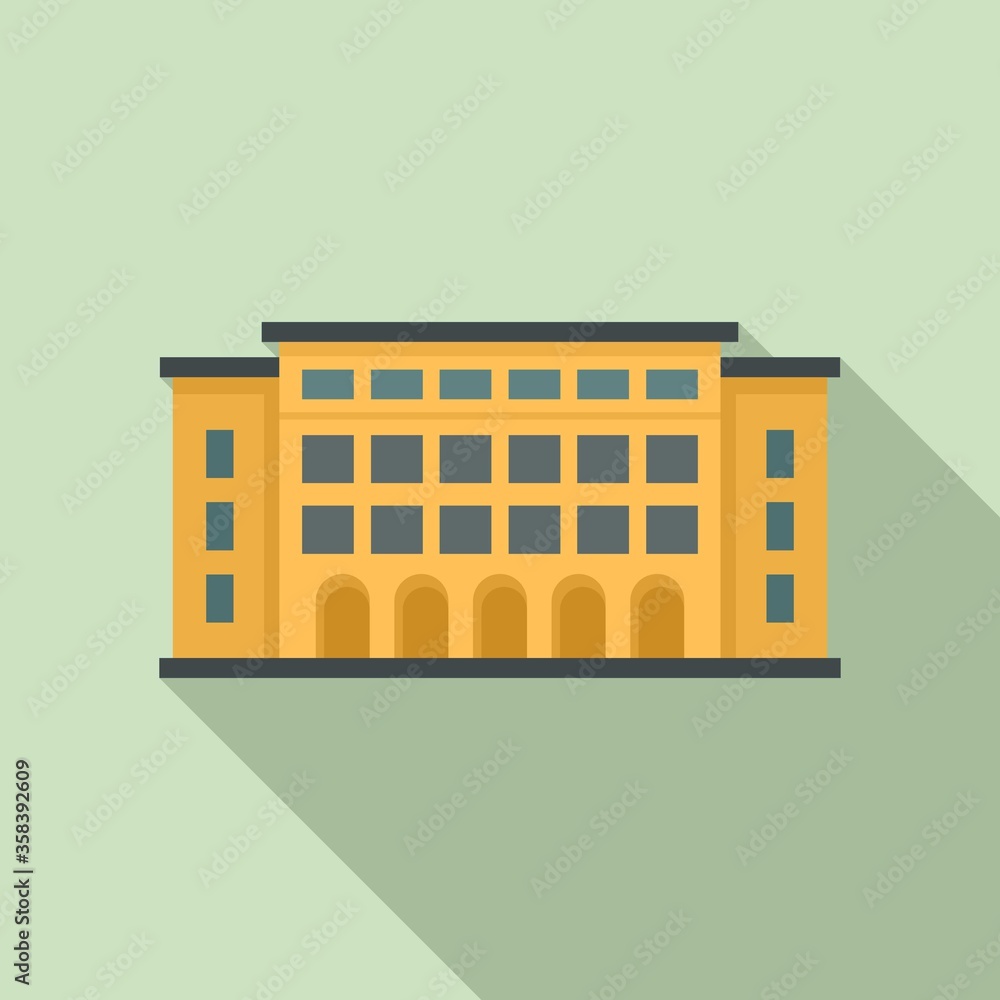 Poster library building icon. flat illustration of library building vector icon for web design