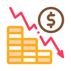 monetary decline icon vector. monetary decline sign. color symbol illustration