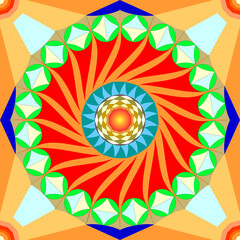 Seamless Pattern of Stylized Swirling Stars and Abstract Shapes in Red-Orange Hues. Background for Solutions