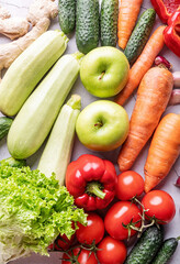 top view of healthy fruit and vegetables