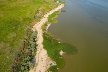 Original natural coast. Beautiful landscape. Aerial view.