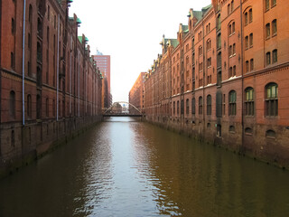 Naklejka premium The Warehouse district Speicherstadt during winter in Hamburg, Germany.