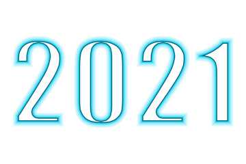 Año 2021 azul en fondo blanco.