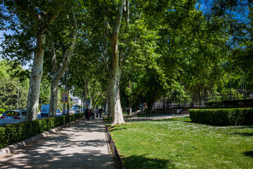 View of the famous Paseo del Prado one of the main boulevards in Madrid